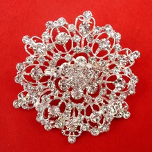 Fashion Big Promotional Cheap Silver Plated Clear Rhinestone Crystal Flower Wedding Pin Brooch, Item No.: BH7248