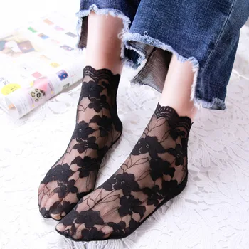 

1 Pair Women Fashion Socks 2019 Spring Summer Mesh Cotton Breathable Socks Solid Lace Thin Casual Women Fashion Lady Socks