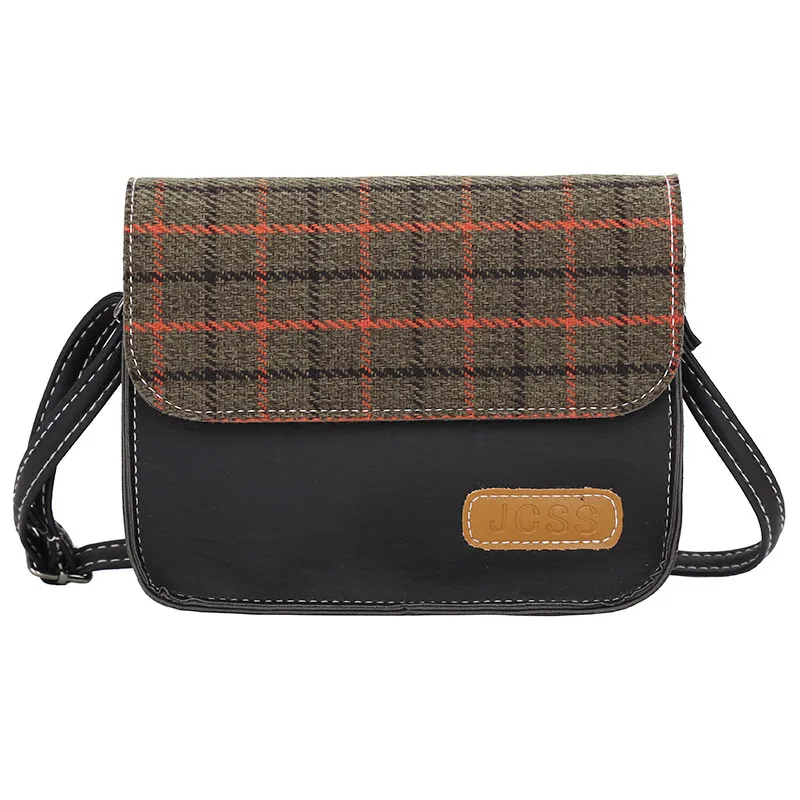 

Women's fashion leather stitching plaid shoulder bag Messenger bag handbag lattice crossbody bag #Zer