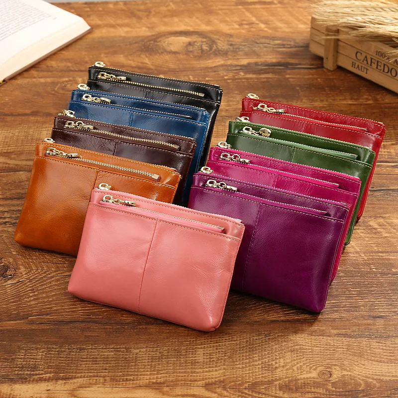 Slim wallet women genuine leather wallet id card holder colorful purses ...