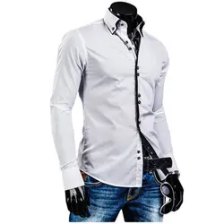 2018 новый модный бренд Camisa Masculina рубашка с длинными рукавами Для мужчин корейский Тонкий Дизайн Формальные Повседневное мужской рубашки