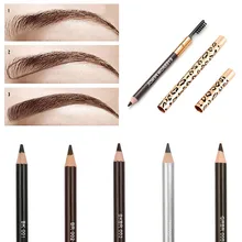 Водостойкий карандаш для бровей черный/коричневый Леопардовый принт с косметические кисти для макияжа