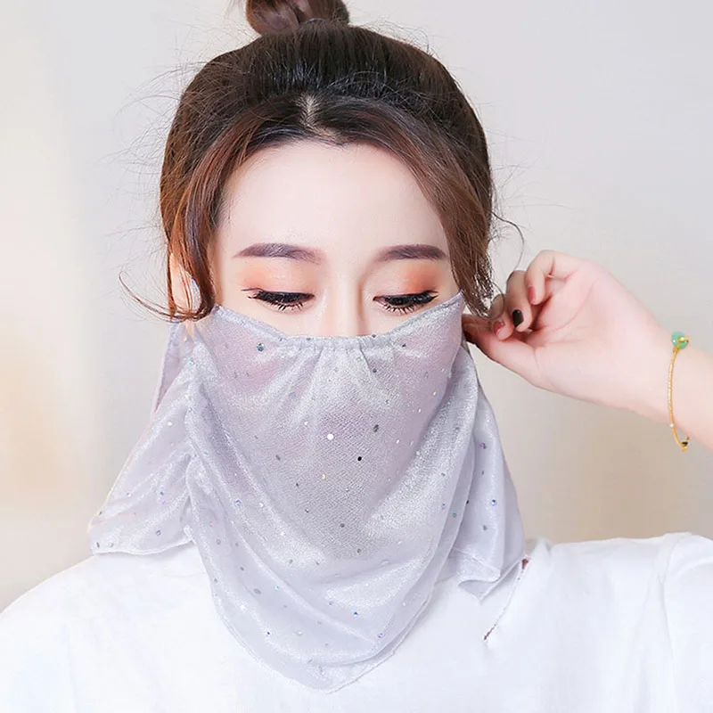 1 шт., модная летняя Солнцезащитная маска для женщин, маска для консилера, Женская Солнцезащитная маска для улицы, для шеи, полная защита от ультрафиолета, тонкая вуаль, натуральная дышащая - Цвет: gray