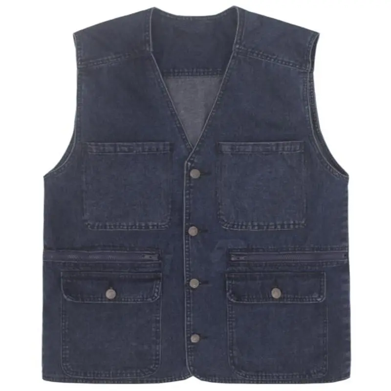 Spring Autumn Cowboy Vests Men's Leisure Waistcoat Denim Coats Vest