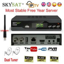 SKYSAT S2020 H.265 Duall Tuner DVB-S2 Satellite Receiver 3G Wifi IPTV most stable Year server IKS SKS ACM Receptor HD Channels