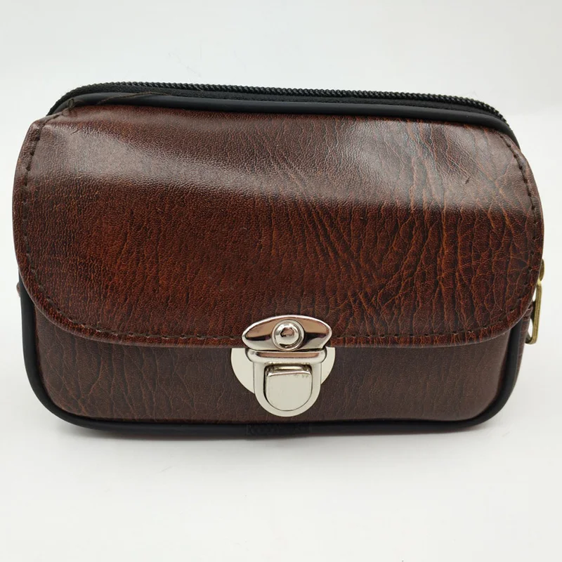 5.5 Inches Cell Phone Pockets Men Waterproof Wear Leather Belts Waist