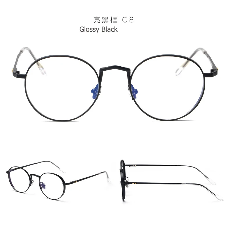 JackJad новые модные мужские и женские круглые металлические простые очки Liberty, фирменный дизайн, оправа для очков, оправа для очков Oculos De Grau - Цвет оправы: C8 Glossy Black