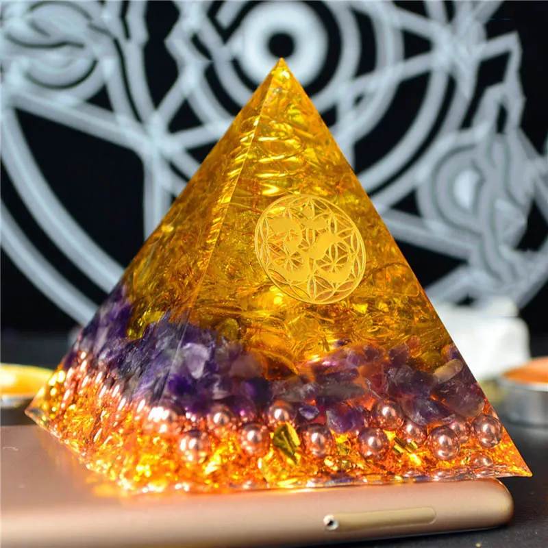 Aura Crystal Orgone Energy Converter Orgonite Pyramid Soothe The Soul Stone That Change The Magnetic Field Of Life Resin Jewelry Sadoun.com