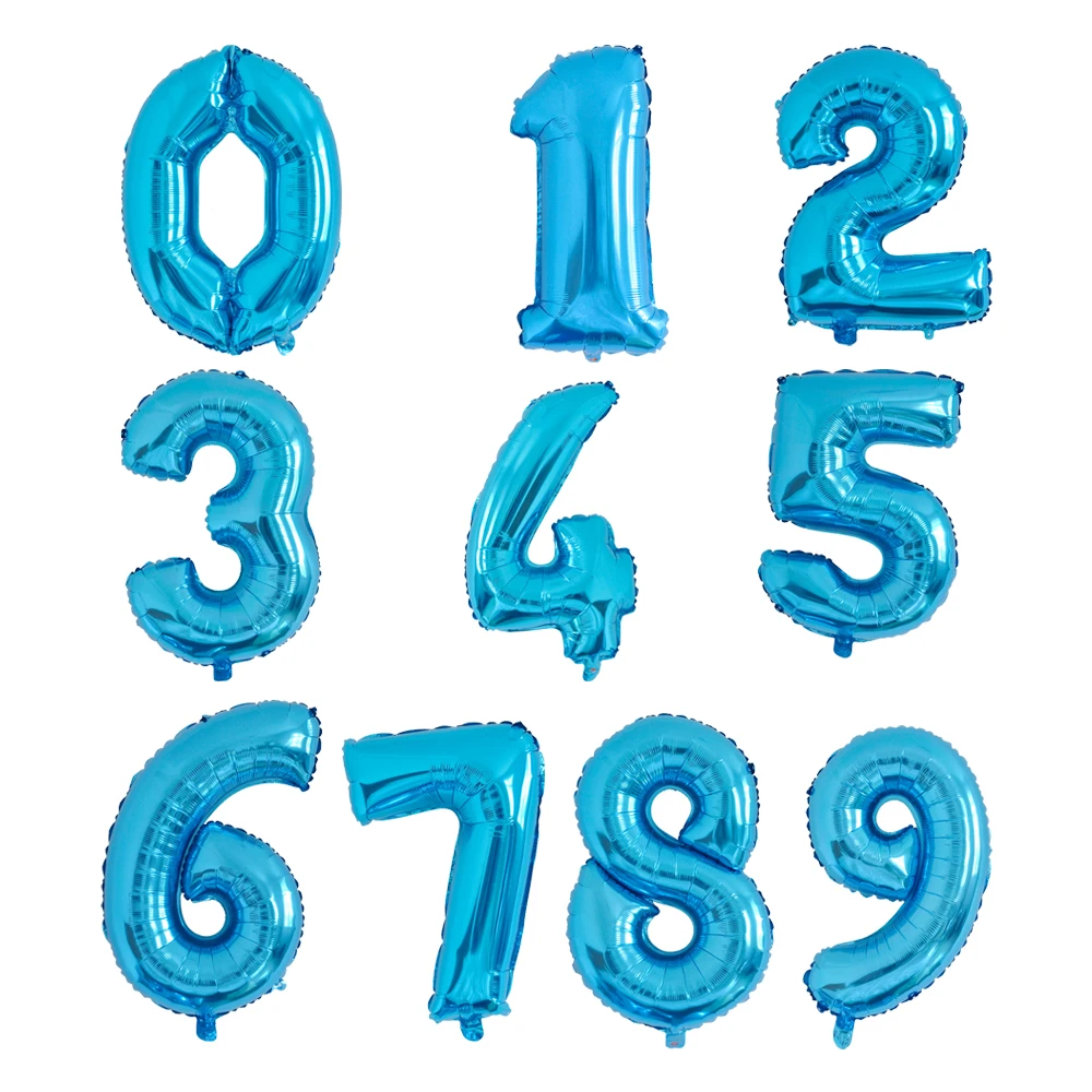 4" с днем рождения воздушные шары цифры воздушные шары из фольги розовый синий шар вечерние шары День рождения Гавайи вечерние баллон гелия - Цвет: Blue