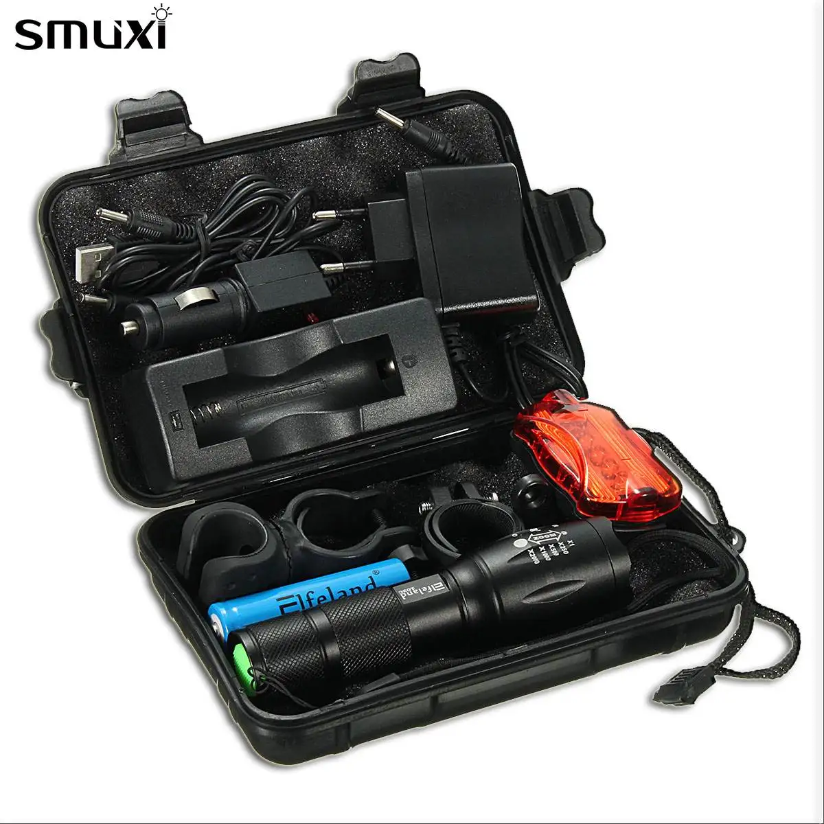 

50000lm Smuxi Portable Work Lamp 5x t6 COB LED flashlight zoomable Worklight 7 modes Rechargeable waterproof 18650 Set