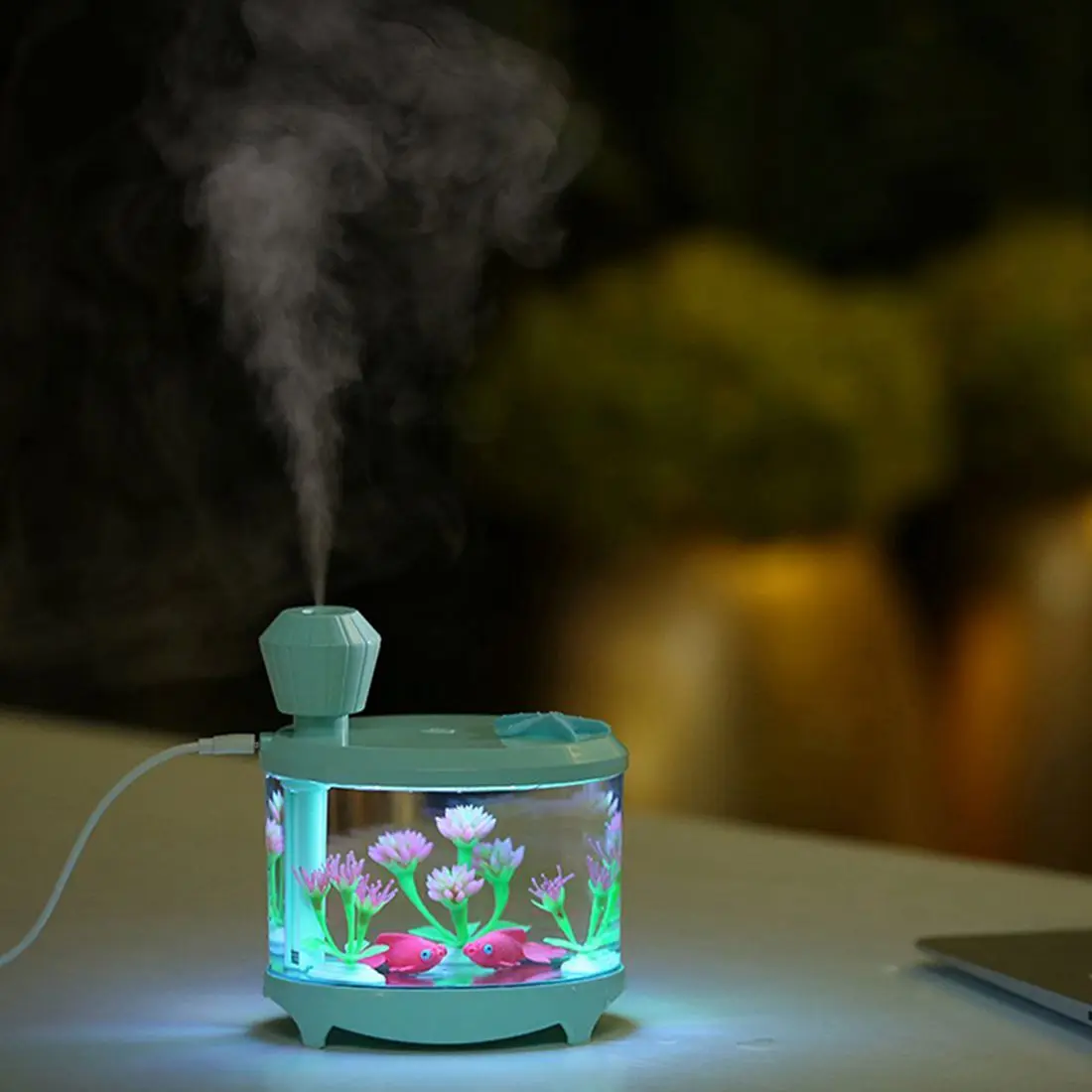 Творческий Кристалл Прозрачный аквариум лампа мини домашний очиститель воздуха USB увлажнитель