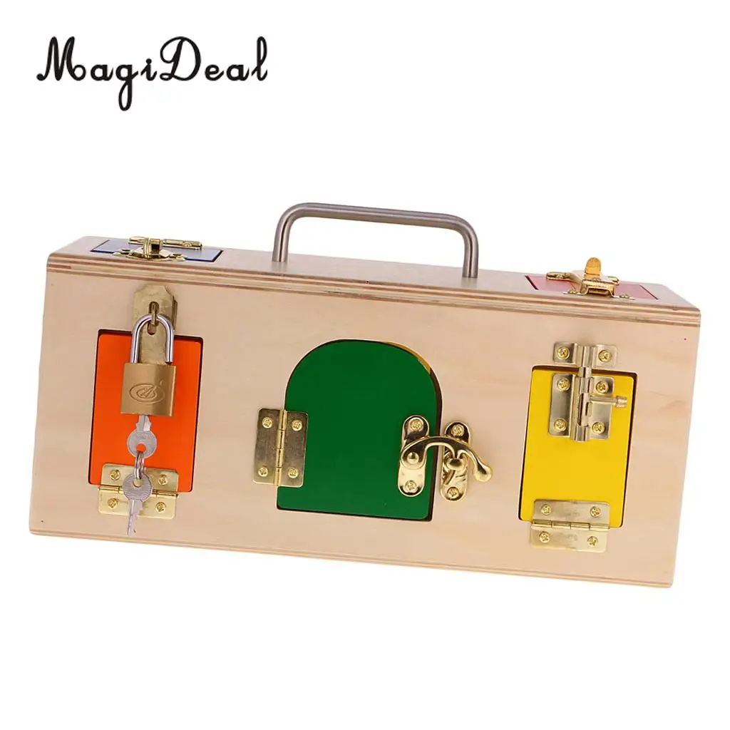 MagiDeal Wooden Montessori Practical Material Little Lock Box Kids Early Educational Toy for Cultivate Child Intelligence Gift