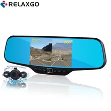 Relaxgo 4.3″ Car Rearview Mirror DVR Full HD 1080P Car Camera Parking Night Vision Car DVR Dual Camera Video Recorder Black Box