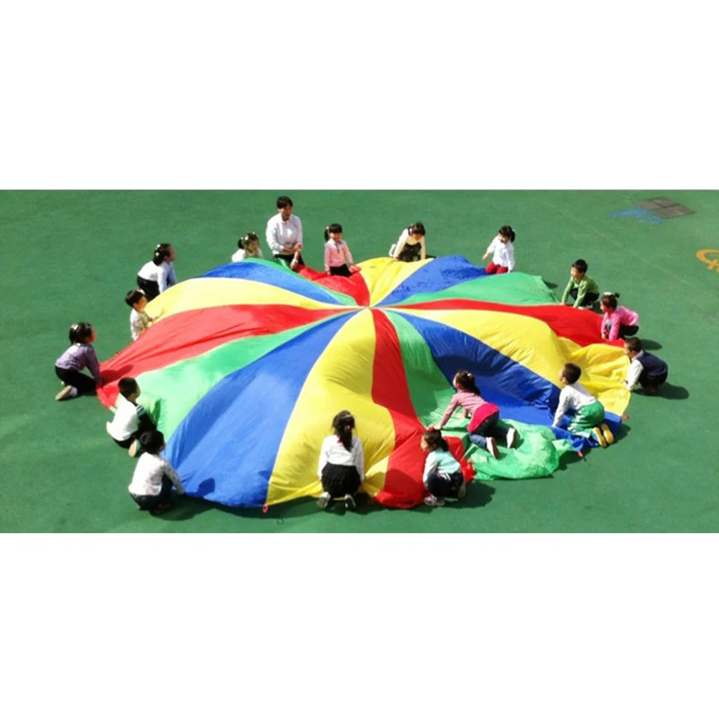 

5m Big Rainbow Umbrella Parachute Development Outdoor Toys Sport Games Jump-sack Ballute Play Parachute Sport Toy Tool For Kids