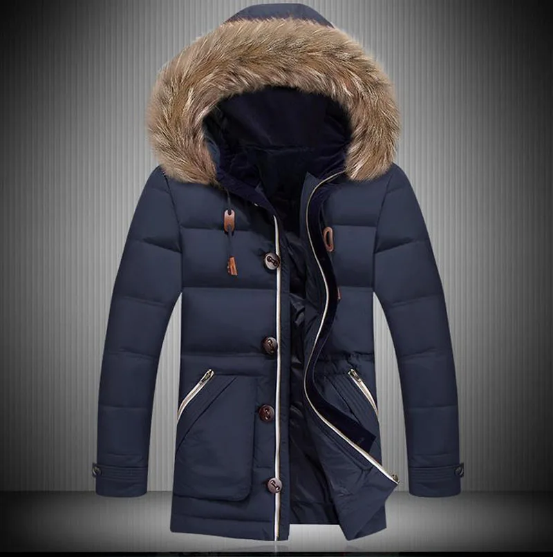 2015 winter jacket men down jacket hooded fur collar fashion mens ...