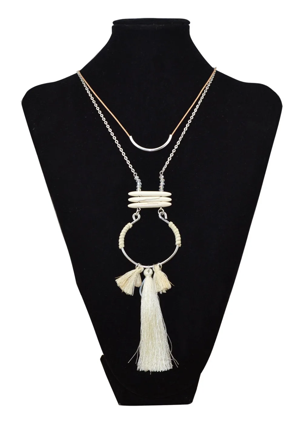korean Fashion silver plated multiple rope chain turquoise long pendant necklace flower shape inlay gem stone dangle earrings | Украшения и