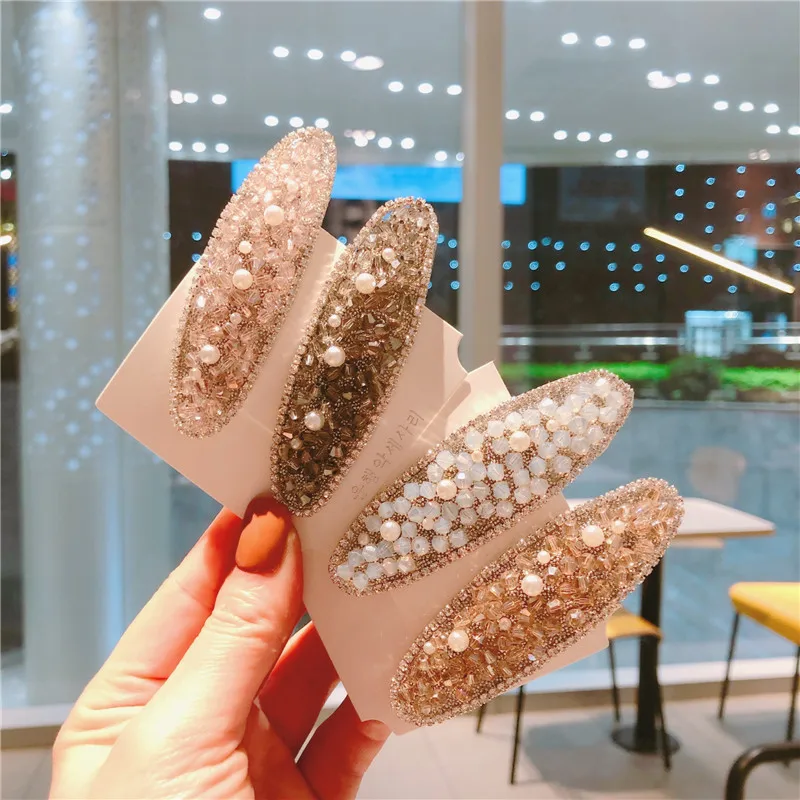 

2019 Korea Summer New Style Oval Shape Transparent Crystal Beads Hairpins For Women Fashion Hair Accessories Handmade Hair Clips