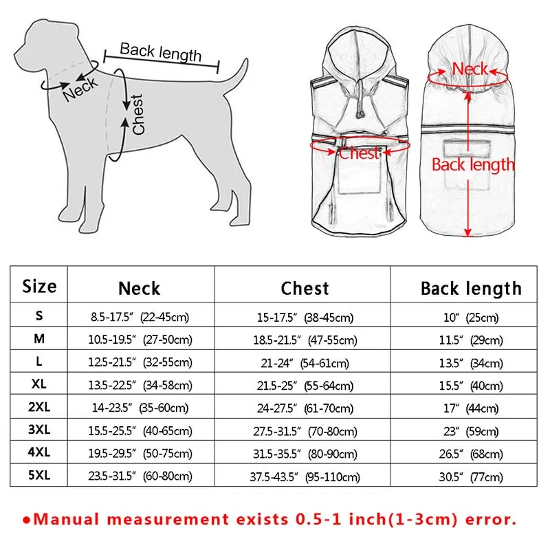 Adjustable Dog Raincoat Waterproof Pet Rain Jacket Poncho with Strip Reflective Perfect for Small Medium Large Dogs