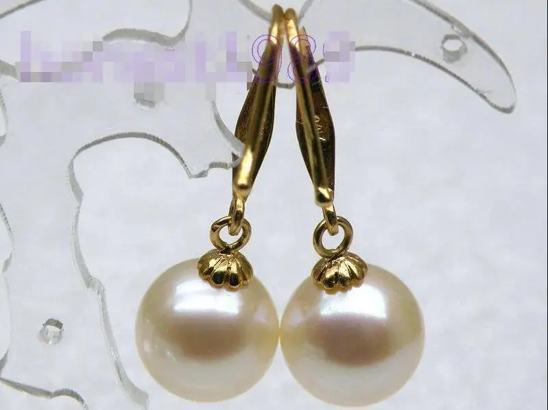 

Free Shipping >>>>TOP Elegant 9mm Perfect Round White Akoya Peral Dangle Earring 14k Gold Filled