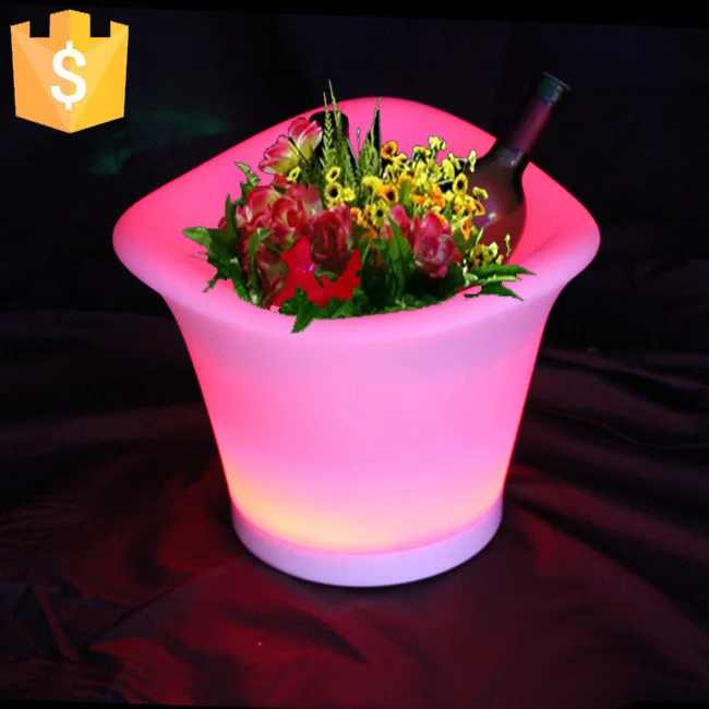 

SK-LF09(L34*W34*H27cm) PE Rotational Moulding RGBW Rechargeable Led Flower Planter Planting Pots Decorative Pot Lights 4pcs/Lot