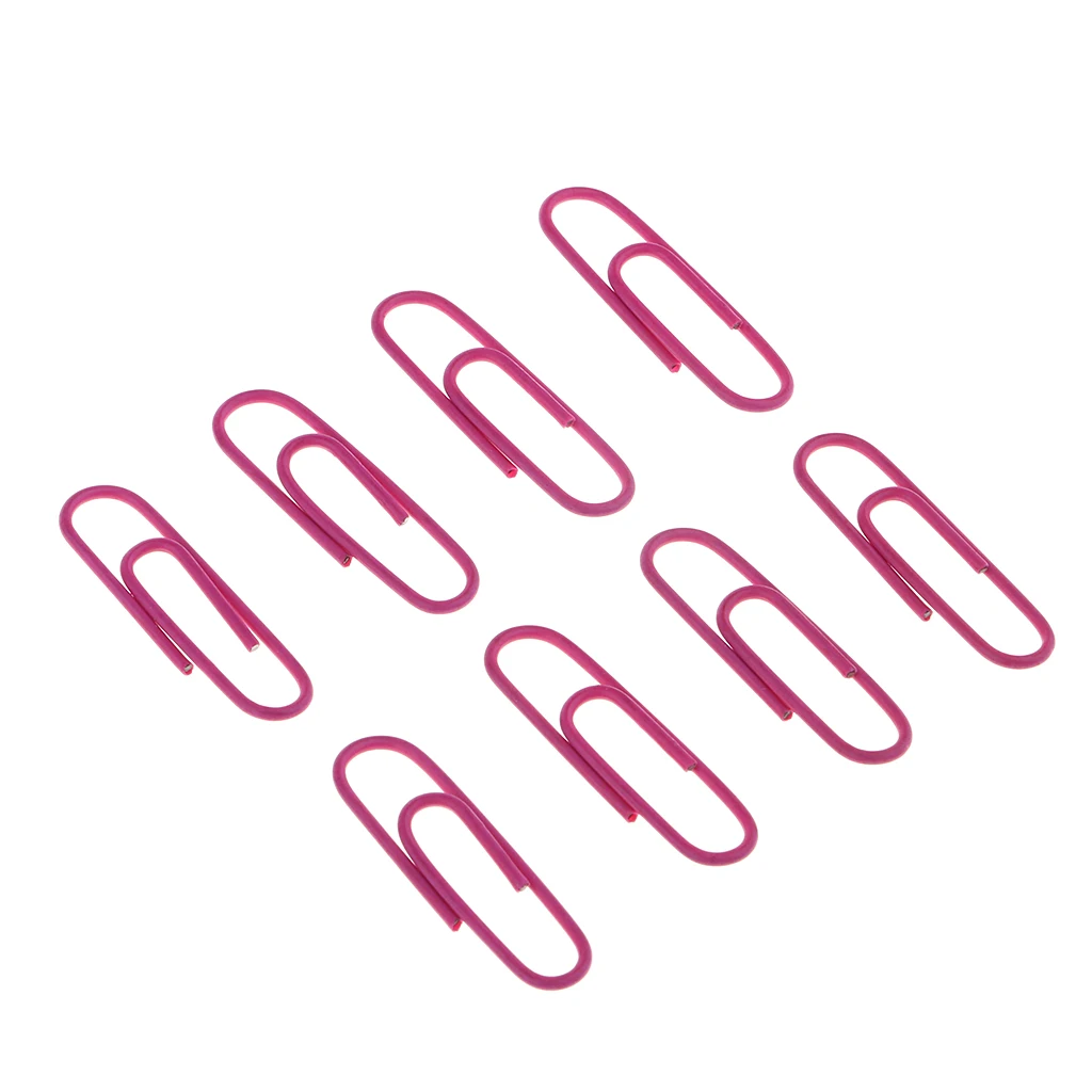 150pcs/Box Metal Paper Clips Photo Paper Clip Bookmarks Office School Stationery for Document Organizing Rose red 28x9mm