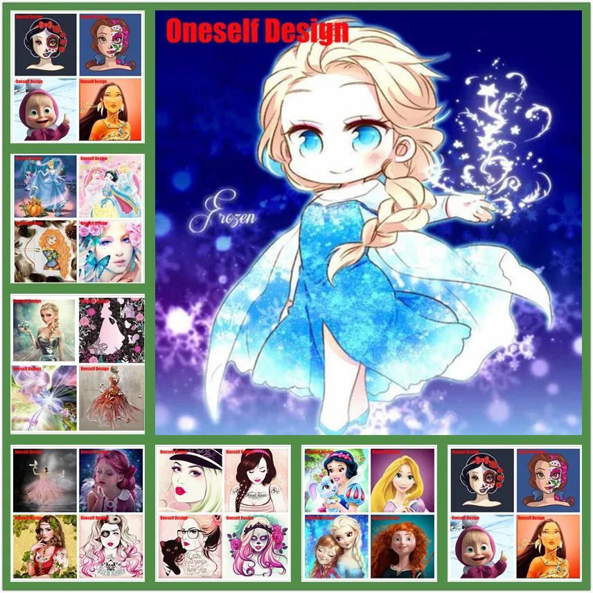 

New 5D DIY Diamond Painting Full Square Cartoon princess 3D Diamond Embroidery Full Set Cute Girl Diy Diamond Mosaic Sale