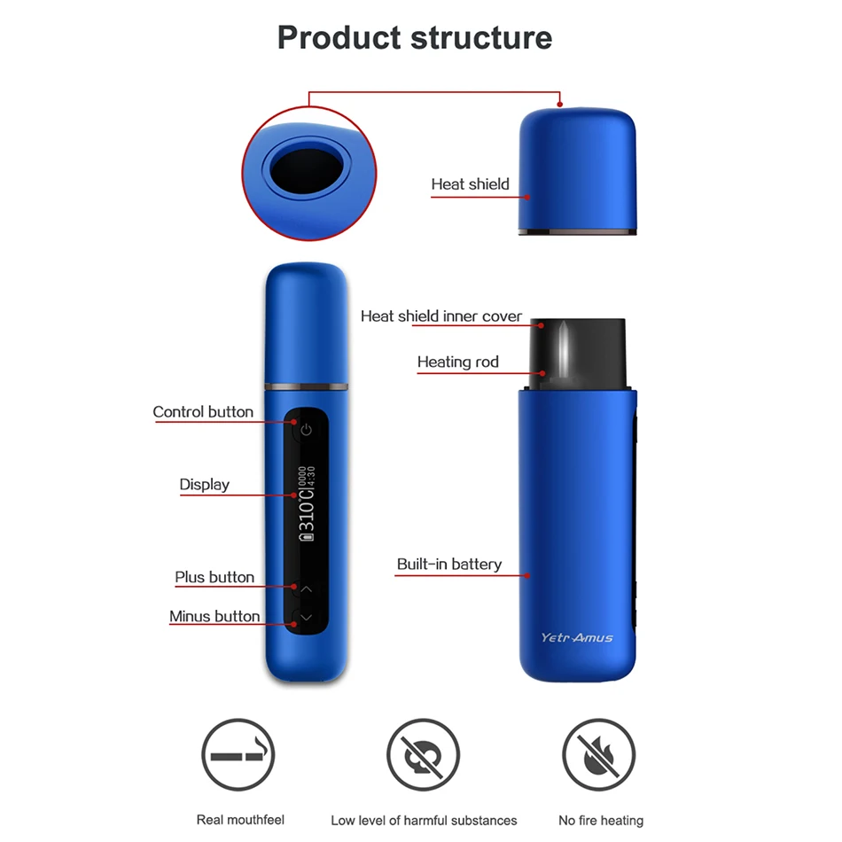 Новинка 2019 вейп набор Yetr amus S6 heat без горения испаритель электронная сигарета с