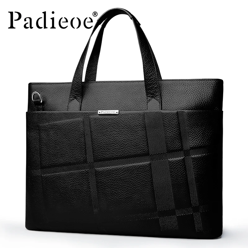 Padieoe 2016 جديد وصول رجل حقيبة أزياء حقيقية الجلود حقيبة لابتوب الذكور الفاخرة العلامة التجارية الرجال حقيبة أعمال