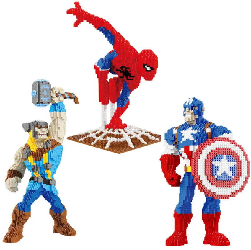 Продажа Marvel Мстители DIY Строительные алмазные блоки игрушка супер герой Железный человек паук гром Тор Капитан Америка Черная пантера