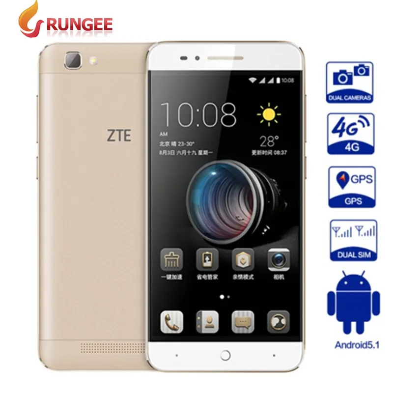 ZTE BA610T смартфон с четырёхъядерным процессором MTK6735P ОЗУ 2 Гб ПЗУ 8 ГБ 4000 мАч МП|quad core