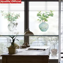 Растение зеленый лист в горшке узор Электростатическая пленка «замороженное стекло» гостиная спальня ванная комната Детский сад дверь ПВХ пленка для окон