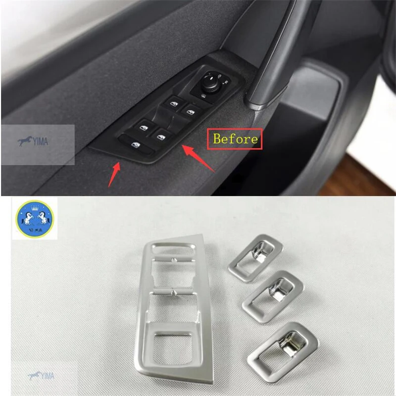 Lapetus Car Styling Inner Door Armrest Window Lift Button Cover Trim 4 PCS / Set ABS Fit For VW Volkswagen Touran 2016 2017 2018 |