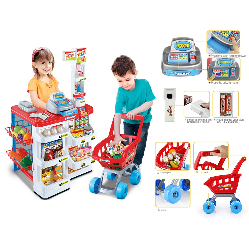 Много аксессуаров верстак фаст-фуд супермаркет торговый стенд корзина кассовый аппарат детский игровой дом ролевые игрушки