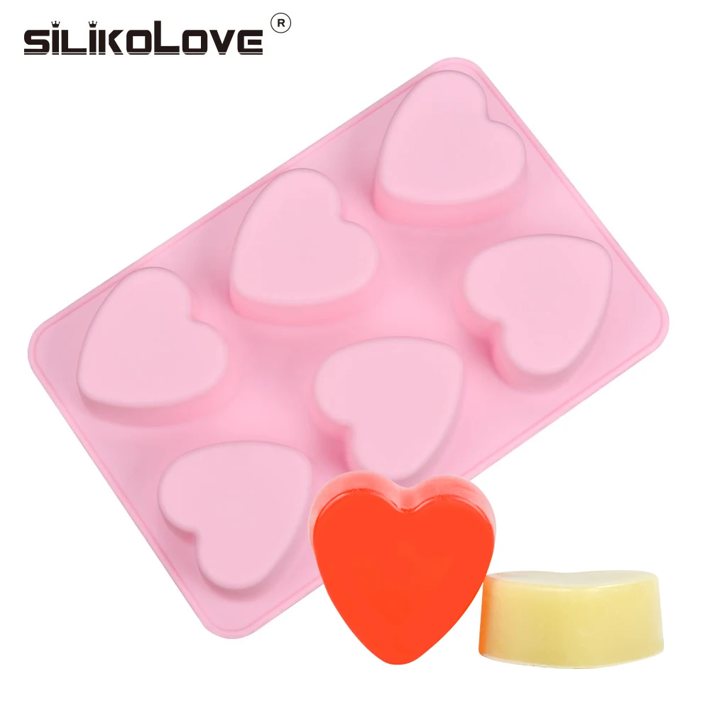 

SILIKOLOVE DIY Silicone Soap Mold For Soap Making 3D 6 Forms Heart Shaped Soap Mould Handmade Bathroom Kitchen Soap Mold