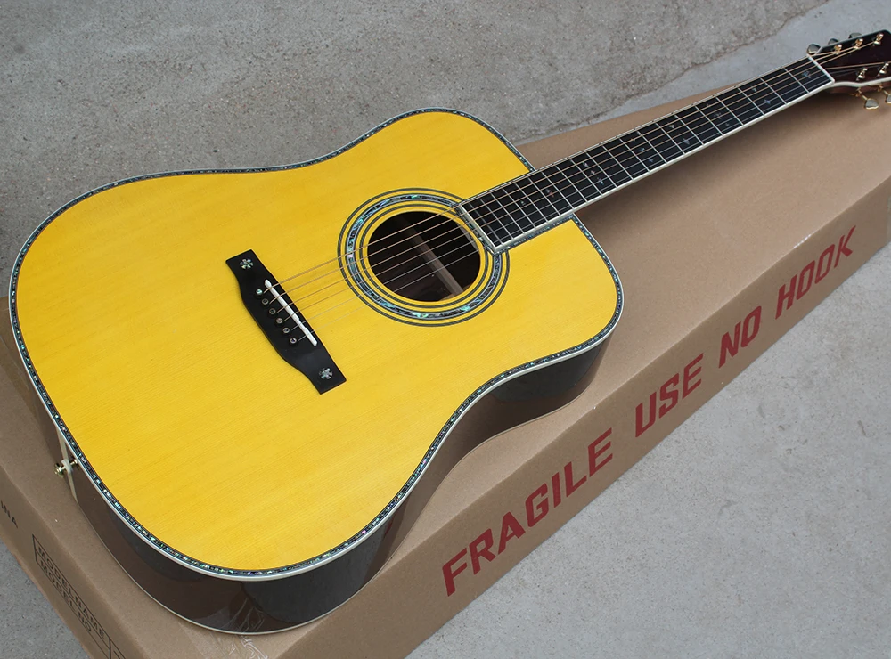 Yellow Full Solid 41" Acoustic Guitar with Ebony Fretboard,Wilkinson