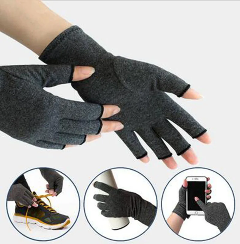 1 пара унисекс хлопковые эластичные терапевтические компрессионные перчатки для артрита боли в суставах рельефные перчатки для велоспорта на полпальца Перчатки для фитнеса