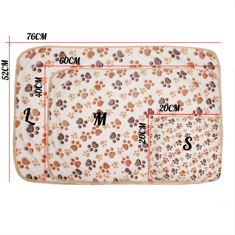 Pets Bed Mat Soft Warm Fleece Paw Print Pet Puppy Dog Cat Blanket Bed Mat01