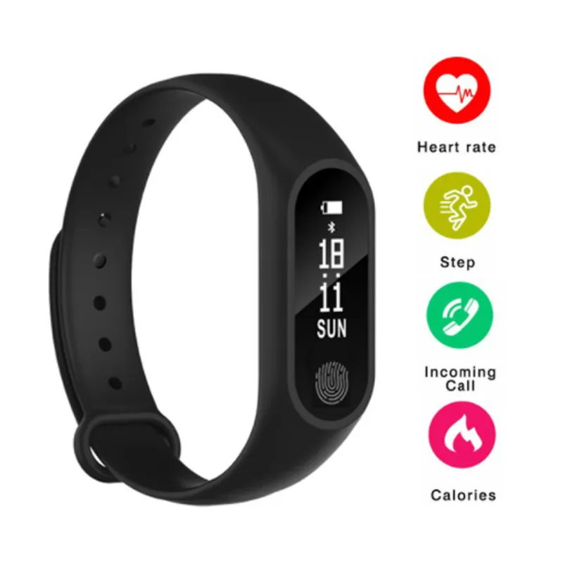 

M2 Smart Bracelet Waterproof Wristband Heart Rate Monitor Fitness Tracker Bluetooth Smart Band for Android iOS Smartband
