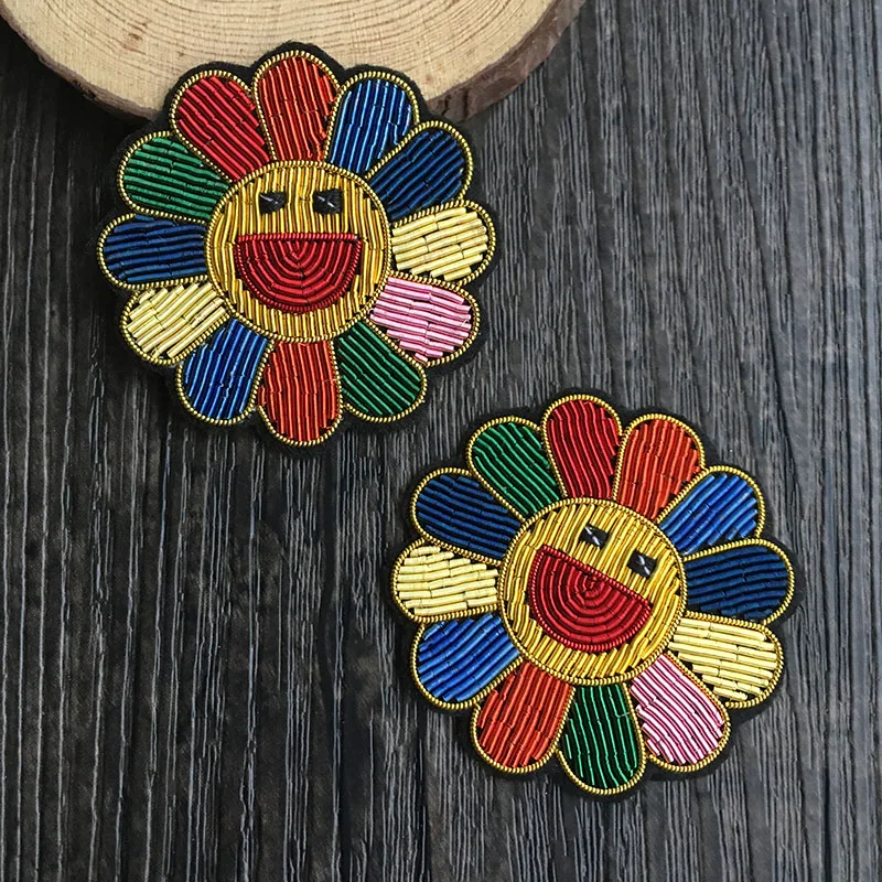 

French fashion design hand embroidery wire Indian silk smiling face a brooch
