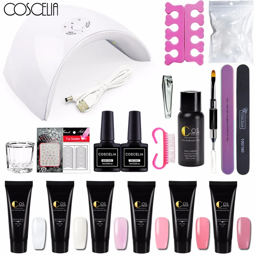 

6Pcs Nail Slip Solution Manicure Nail Art Kit Nail Gel Set Builder UV Gel Extension Crystal Jelly Quick Building Manicure Kit