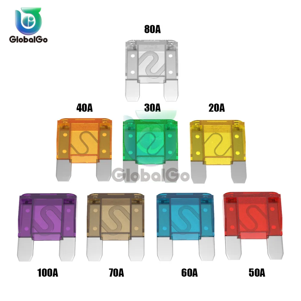 

50pcs/Lot Large Automotive Car Blade Fuse 20A 30A 50A 60A 40A 70A 80A 90A 100A 3*3.5*0.95CM Truck Motorcycle