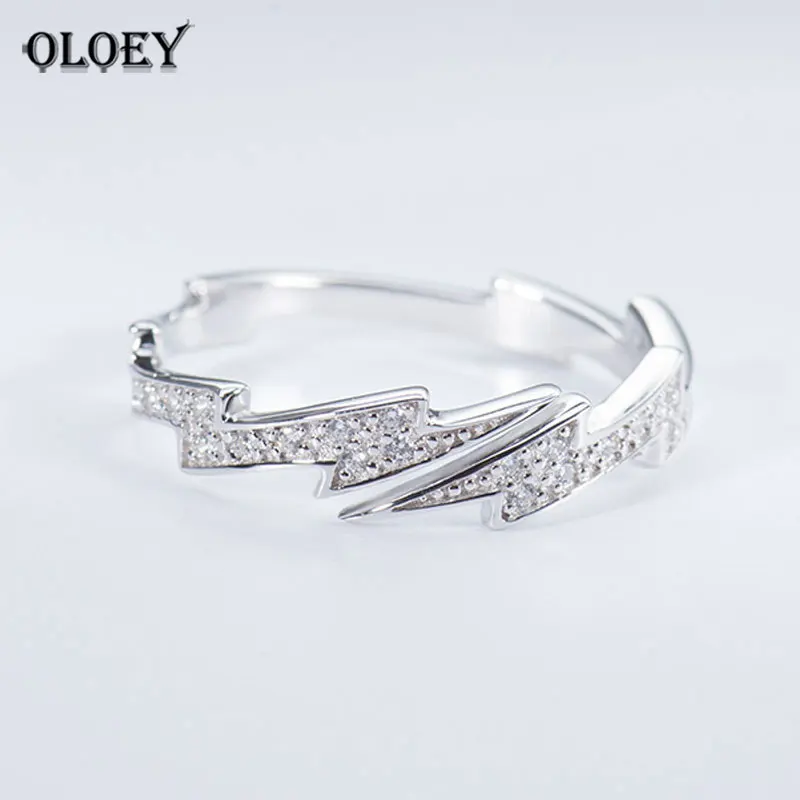 OLOEY,, настоящее 925 пробы, серебро, уникальный стиль, двойная молния, кольца для женщин, сверкающий циркон, хорошее ювелирное изделие, подарок Anel YMR445