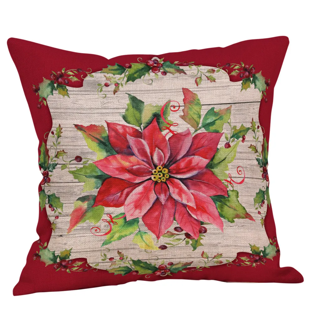 

2018 Flower Throw Pillow Case Cotton Linen Zipper Closure Pillow Cover Nordic Happy New Year Gift Dropshipping