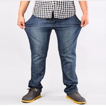 Свободные джинсы мужские брендовые стрейч синие джинсы мода для мужчин большой и высокий Брюки размер 44 48 50 52