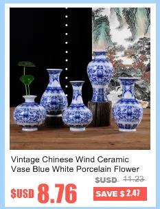 Винтаж в китайском стиле Керамика ваза белое синее фарфоровое цветоложе предметы меблировки ручной работы украшение дома