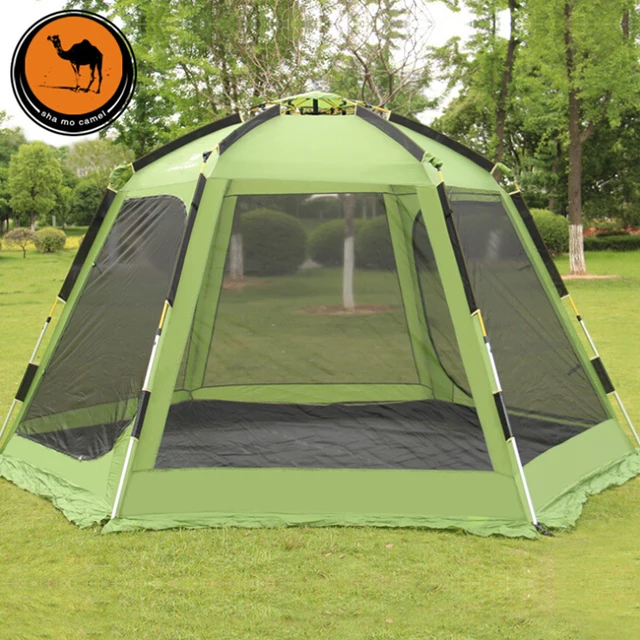 Cheap outdoor automatic tent beach 5-8 yurt internal space large camping tent family party canvas barraca carpas camping tente pergola