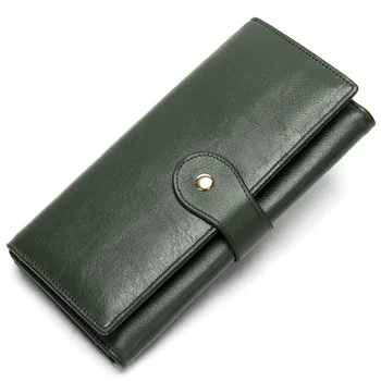 

100% Real Cowskin Women Long Clutch Wallet Large Capacity Wallets Female Purse Lady Coin Purses Phone Pocket Card Holders
