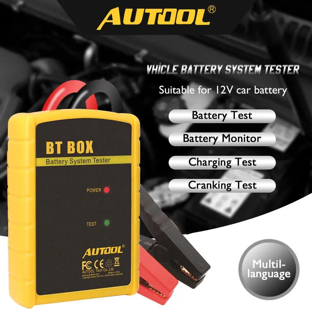 Автомобильный тестер аккумуляторной батареи AUTOOL BT BOX 12 В Bluetooth беспроводной
