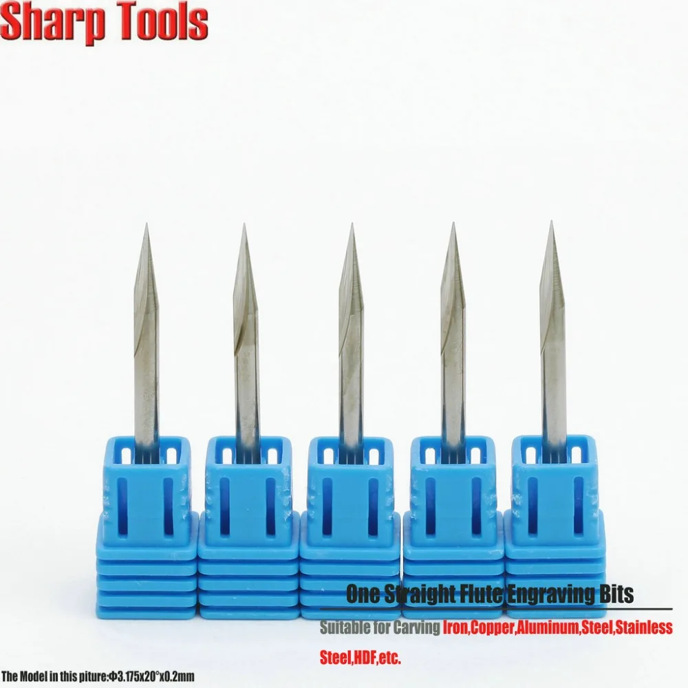 

3.175x0.2mm 20 Degree V Bit 1 Flute Straight Groove Cutter Engraving Mill 3D Router CNC Tools Carbide Milling Bits for Metal 1pc