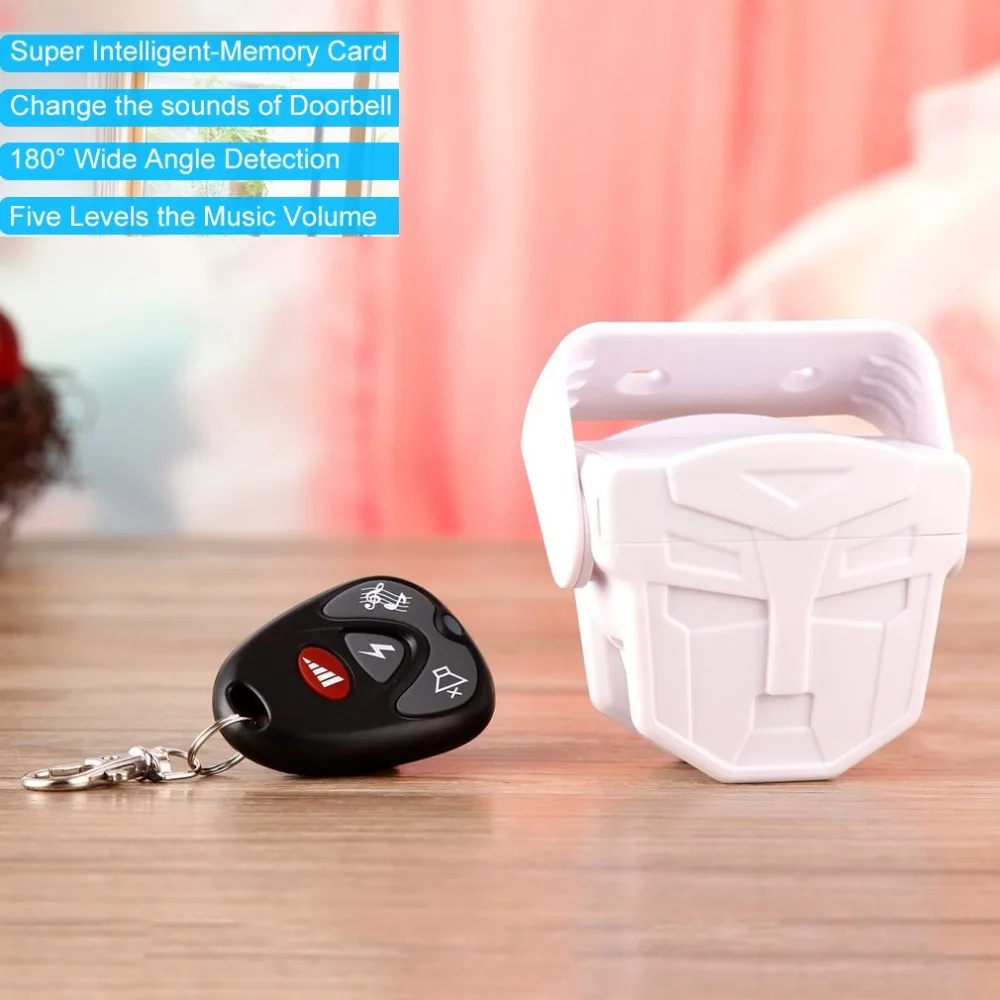 

Super Cool Wireless Remote Control IR Sensor MP3 Door Bell Home Office Shop Welcome Alarm Burglar Alarm Support Slogan Recording
